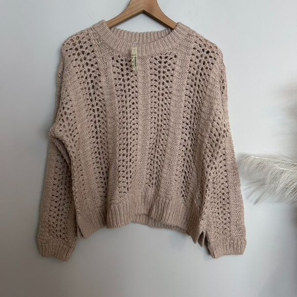 Madewell Pointelle Crochet Pullover Sweater Cream / Blush - Picture 1 of 7